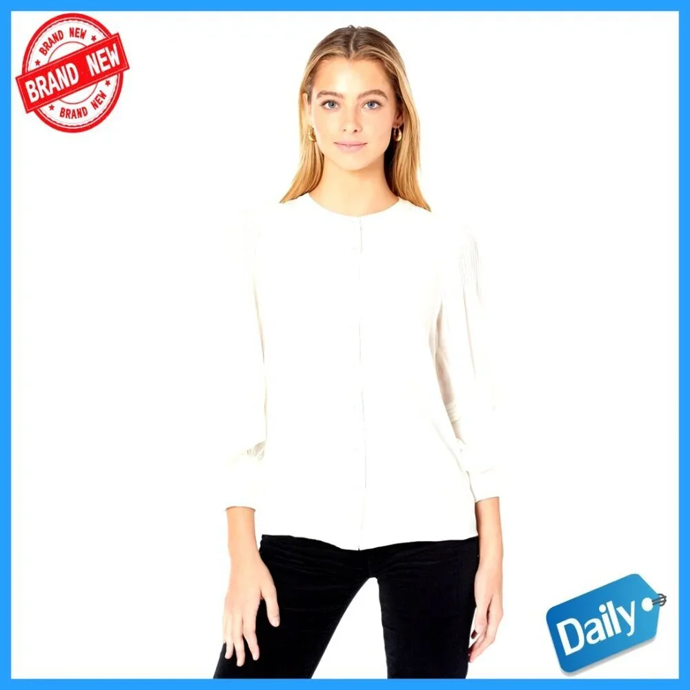 Girls Silk Blouse Long Sleeve Button Down Loose Fit Pleated Back